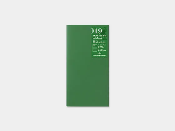 019. Free Diary Weekly   Memo Refill TRAVELER’S notebook
