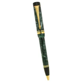 1989 PARKER DUOFOLD GREEN MARBLE CAP ACTIVATED BALLPOINT PEN