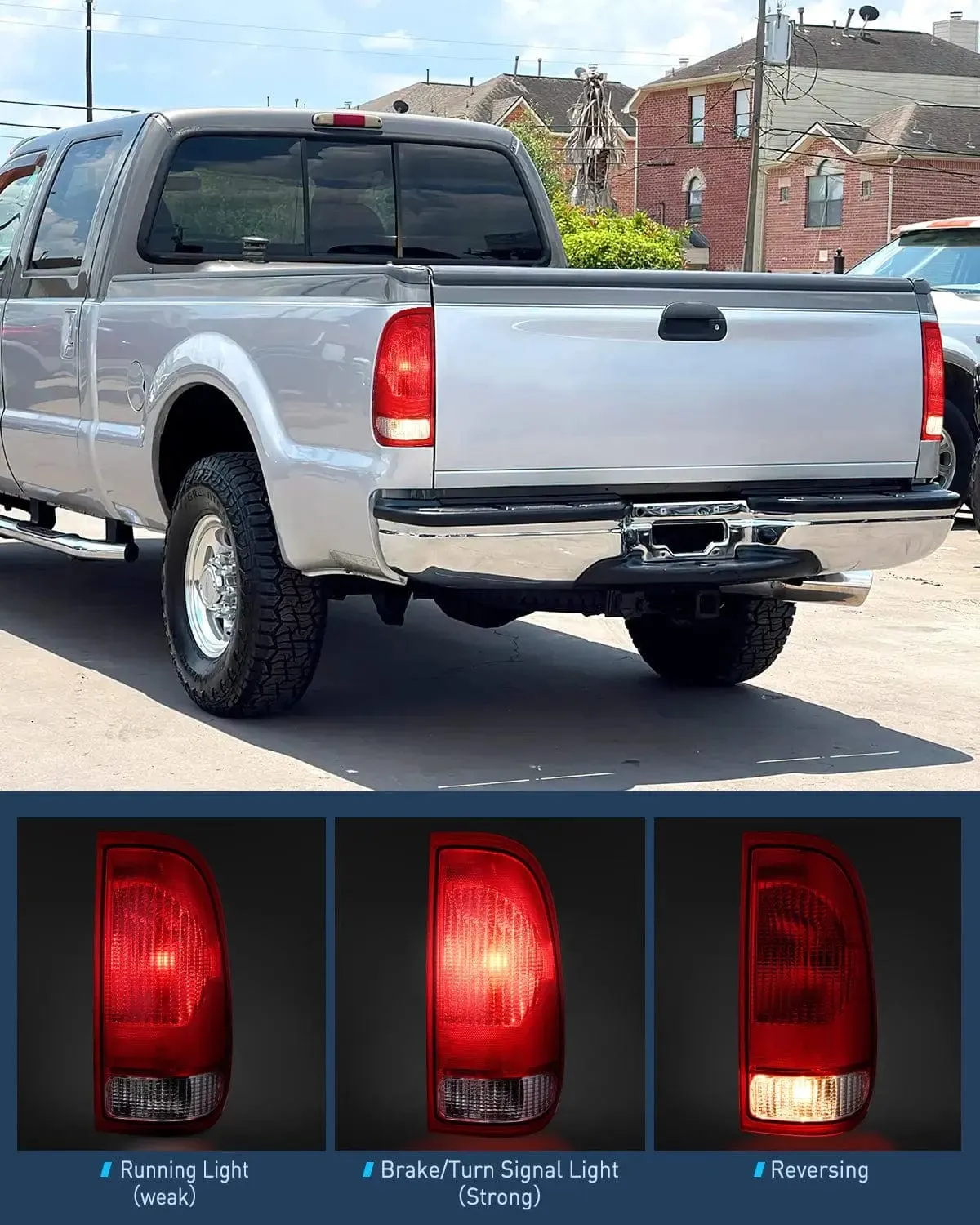 1997-2003 Ford F150 1997-1999 Light Duty 1999-2007 Ford Super Duty Tail light Assembly Red Housing Rear Lamp Replacement OE Style Passenger Side