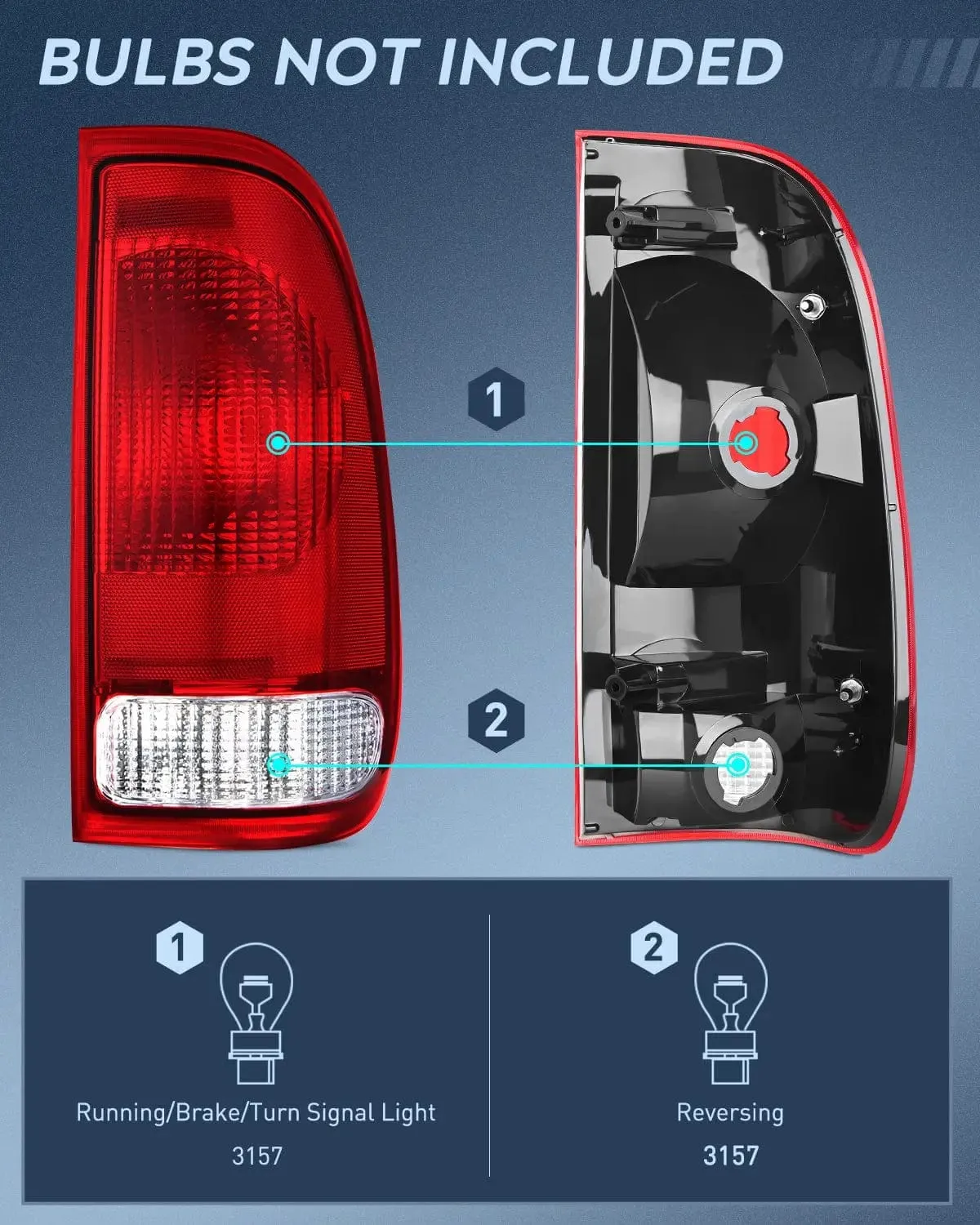 1997-2003 Ford F150 1997-1999 Light Duty 1999-2007 Ford Super Duty Tail light Assembly Red Housing Rear Lamp Replacement OE Style Passenger Side