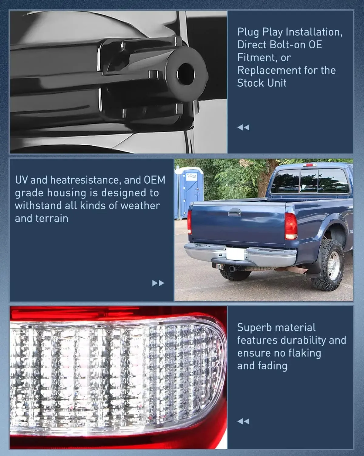 1997-2003 Ford F150 1997-1999 Light Duty 1999-2007 Ford Super Duty Tail light Assembly Red Housing Rear Lamp Replacement OE Style Passenger Side