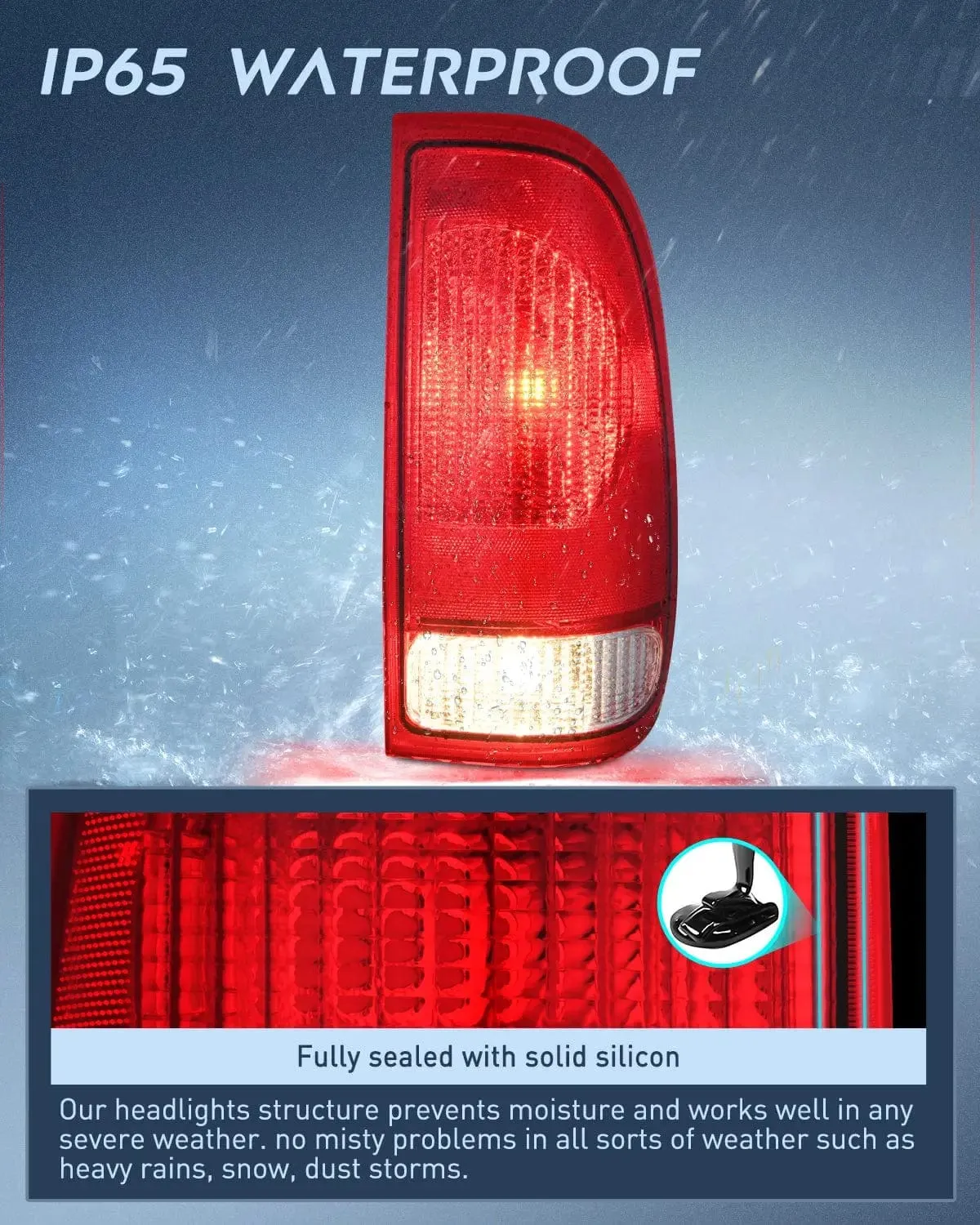 1997-2003 Ford F150 1997-1999 Light Duty 1999-2007 Ford Super Duty Tail light Assembly Red Housing Rear Lamp Replacement OE Style Passenger Side
