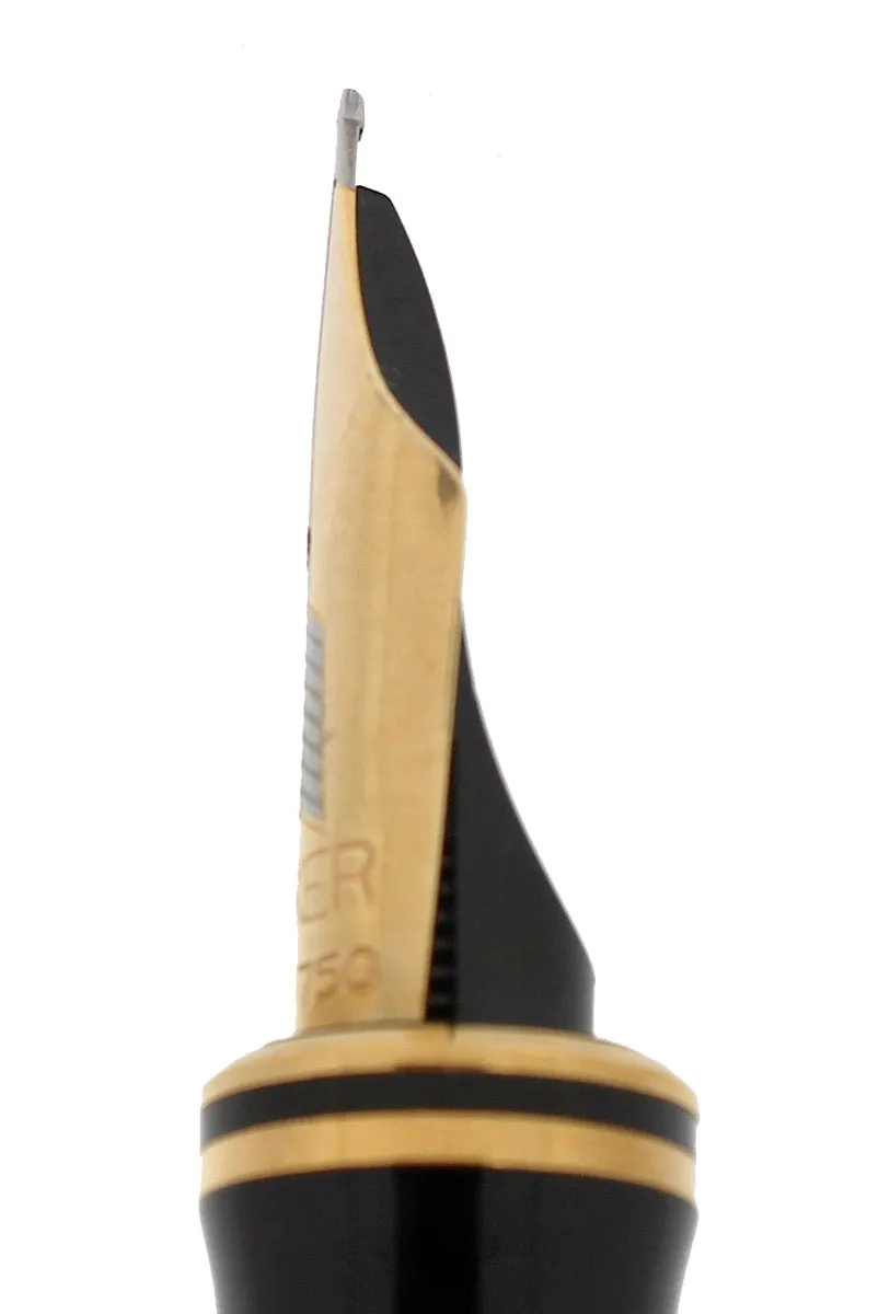1998 PARKER DUOFOLD CENTENNIAL RED MARBLED 18K BROAD OBLIQUE NIB FOUNTAIN PEN