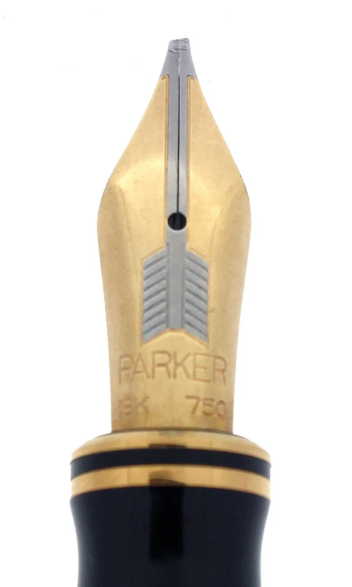 1998 PARKER DUOFOLD CENTENNIAL RED MARBLED 18K BROAD OBLIQUE NIB FOUNTAIN PEN
