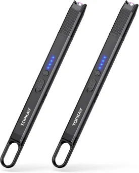 2 Pack Electric Candle Lighter Windproof Flameless USB Rechargeable Plasma Arc Long Lighter for BBQ Grill Firework Kitchen Camping.