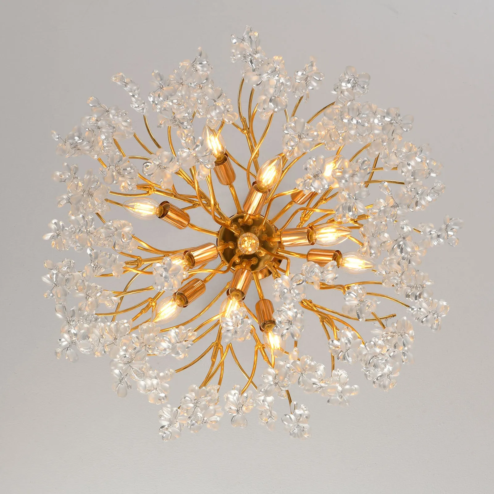 23.6" Orison Ceiling Hanging Crystal Chandelier Lighting, Luxury Round Pendant Light Fixture(Bulbs not included)