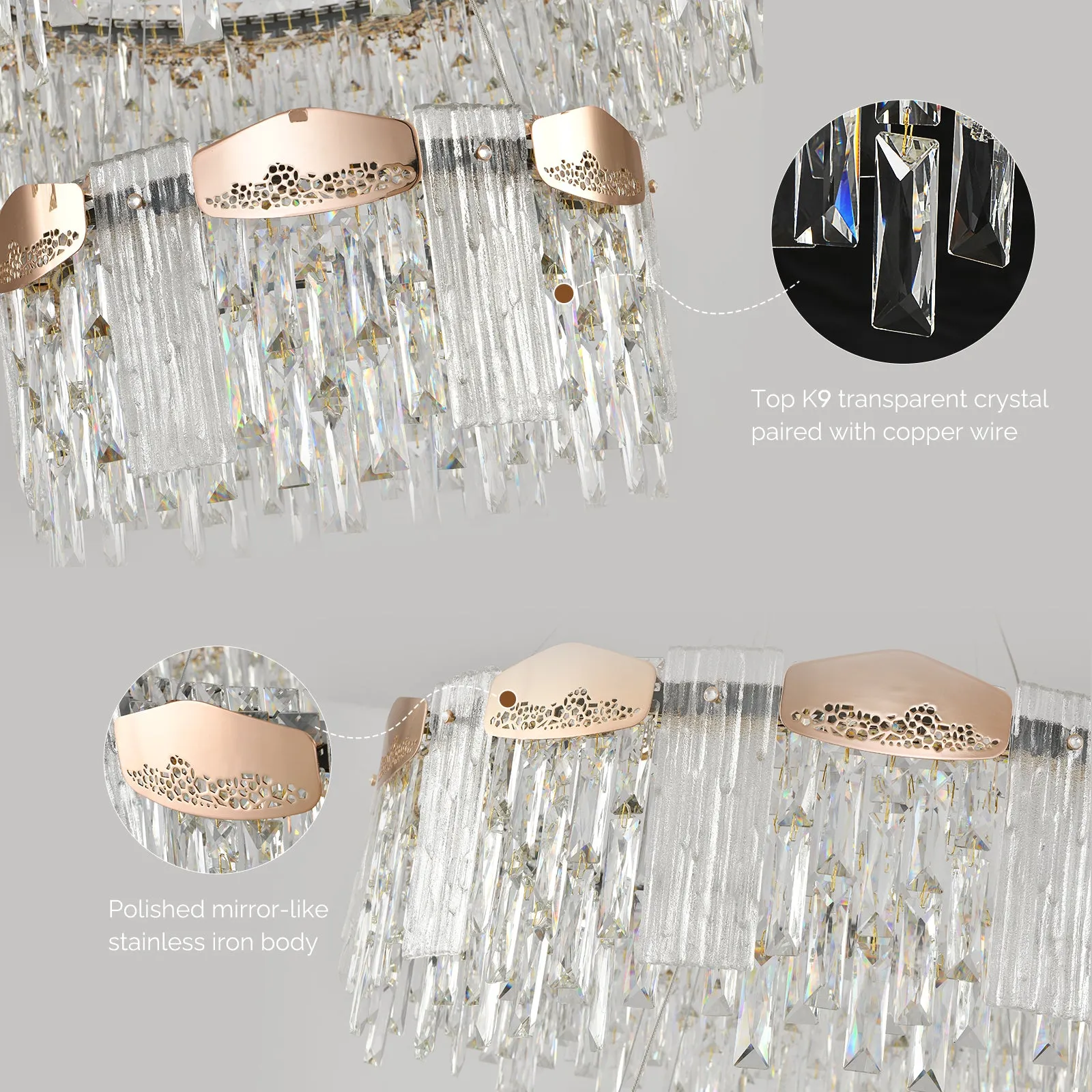 30.3" Orison Modern Crystal Chandelier Light Fixture - Elegant Ceiling Pendant Lighting with Sparkling Crystals