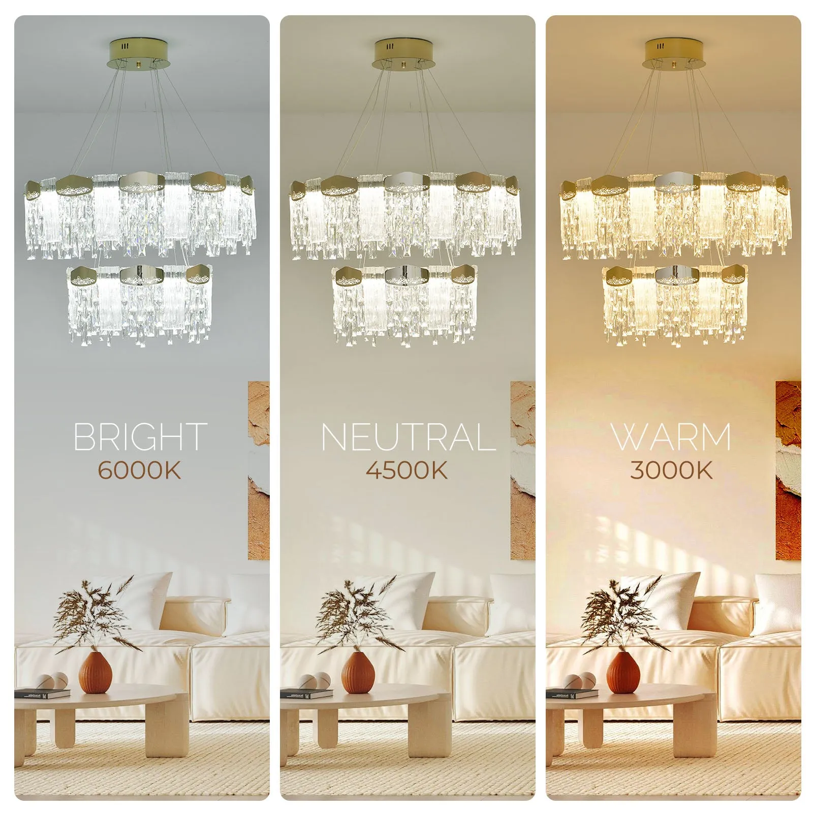 30.3" Orison Modern Crystal Chandelier Light Fixture - Elegant Ceiling Pendant Lighting with Sparkling Crystals
