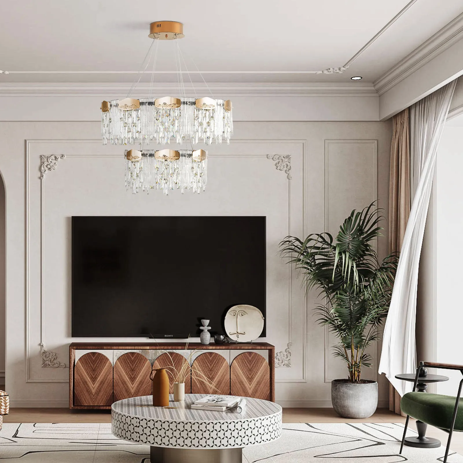 30.3" Orison Modern Crystal Chandelier Light Fixture - Elegant Ceiling Pendant Lighting with Sparkling Crystals