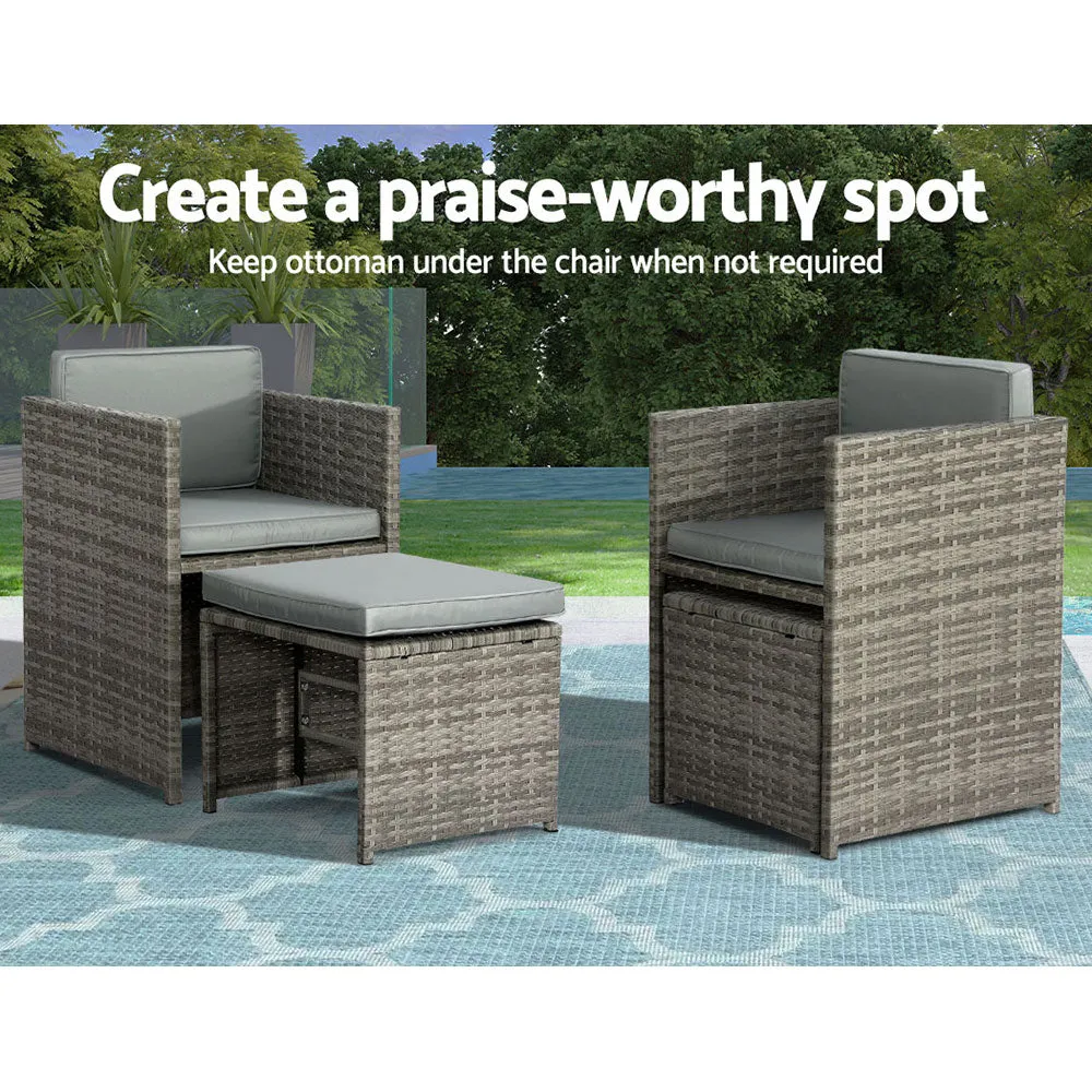 9-Piece UV-Resistant Wicker Outdoor Dining Set - Gardeon