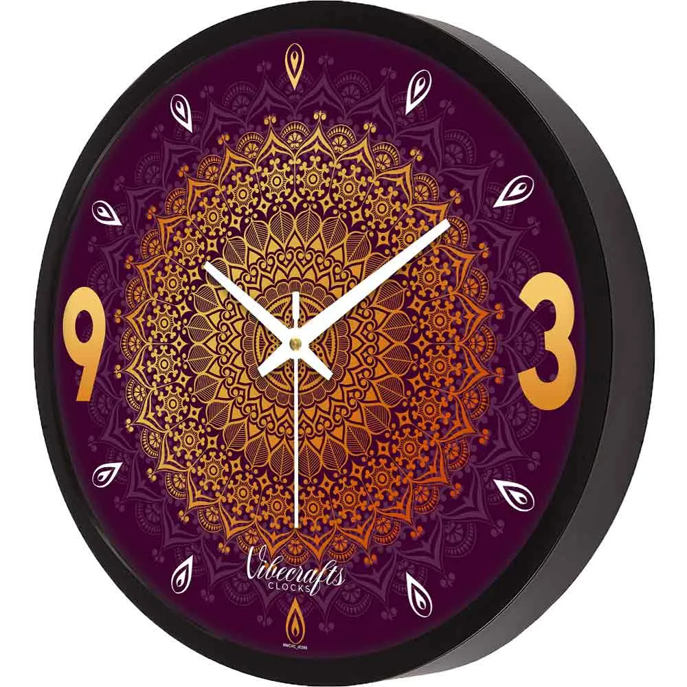 Abstract Golden Mandala Pattern Designer Wall Clock