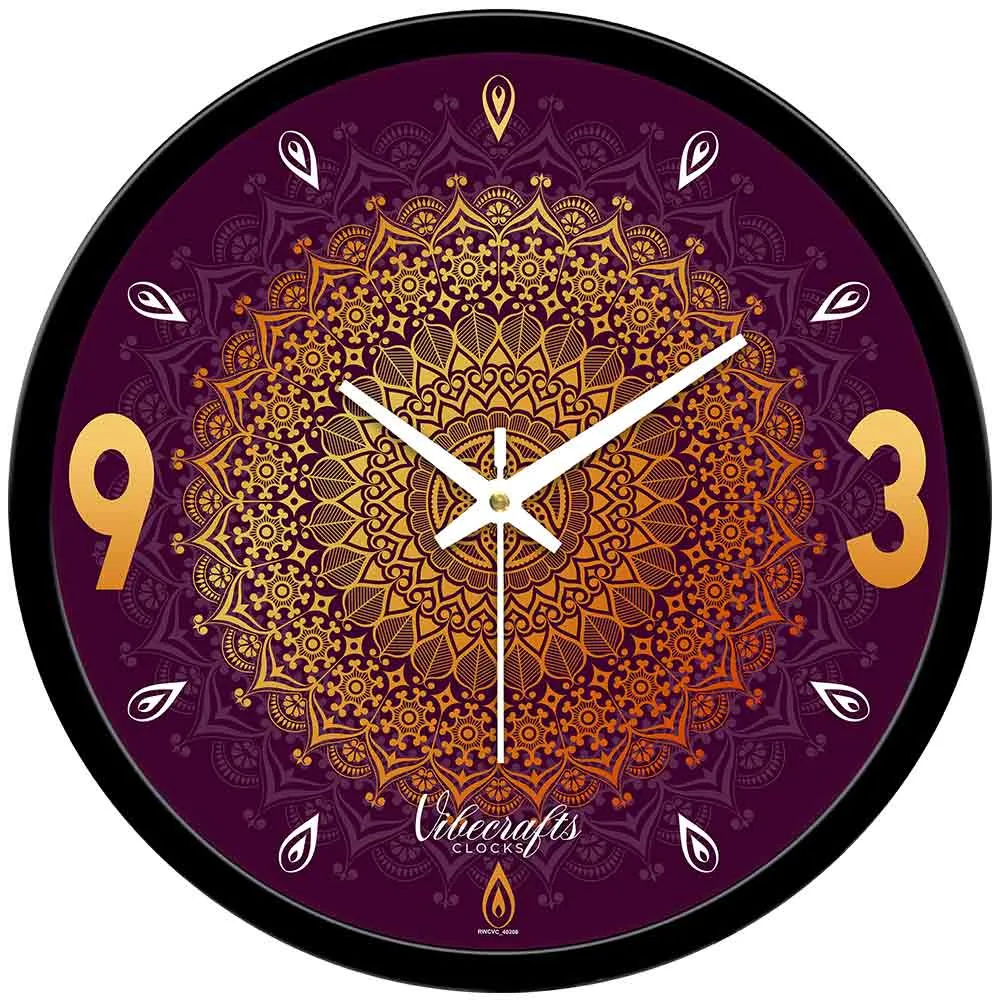 Abstract Golden Mandala Pattern Designer Wall Clock