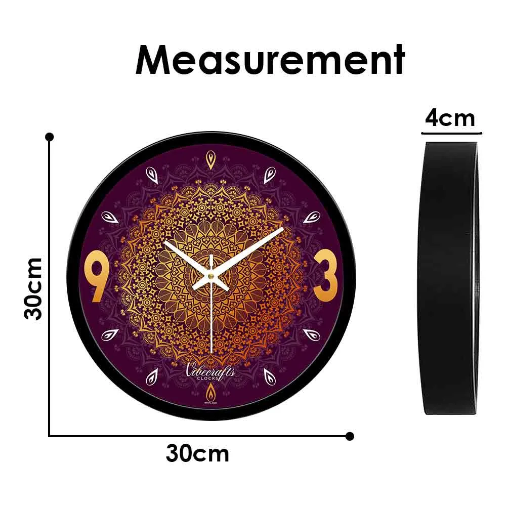 Abstract Golden Mandala Pattern Designer Wall Clock
