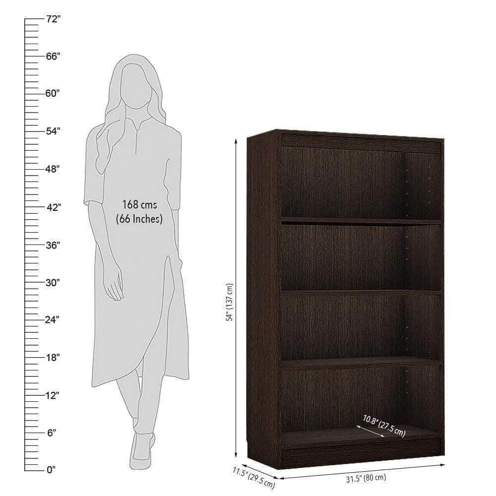 Alpha Book Case Design, Storage Racks and Shelves, Showcase Cabinets Bookcase | 54" high, 4 Shelfs, Classic Wenge