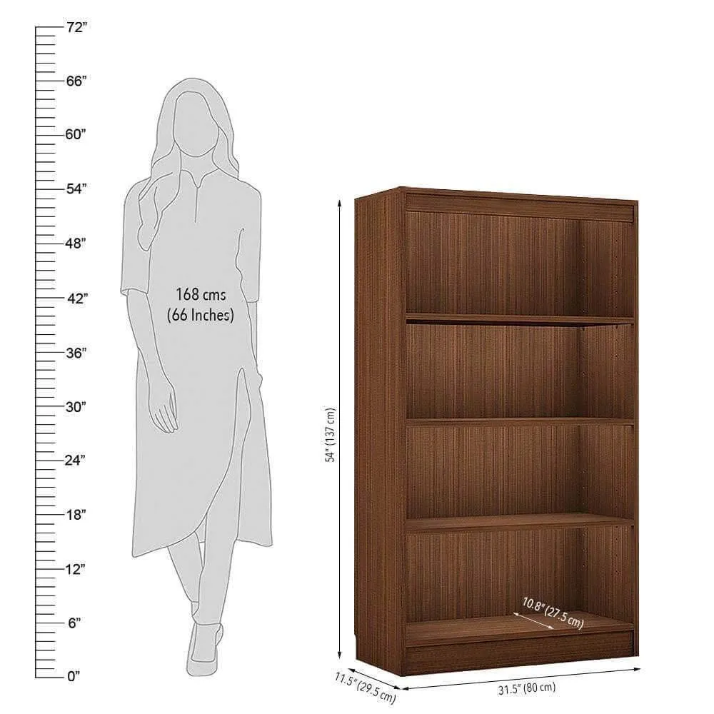 Alpha Bookshelf, 4 shelf, 54" high, Acacia Walnut