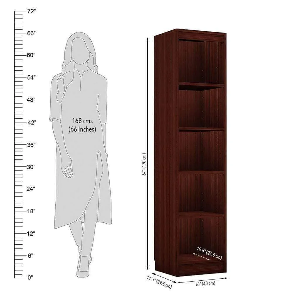 Alpha Trendy Book Shelf, Storage Racks and Shelves, 5 Shelfs, 67" High, Mahogany Finish