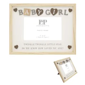 Baby Girl Sentiments Wooden Photo Frame - 4 x 6"