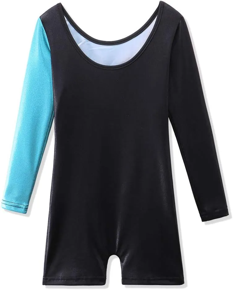 BAOHULU Gymnastics Leotards for Toddler Girls Long Sleeve Sparkle Stripes Tank Biketards Dance Unitards