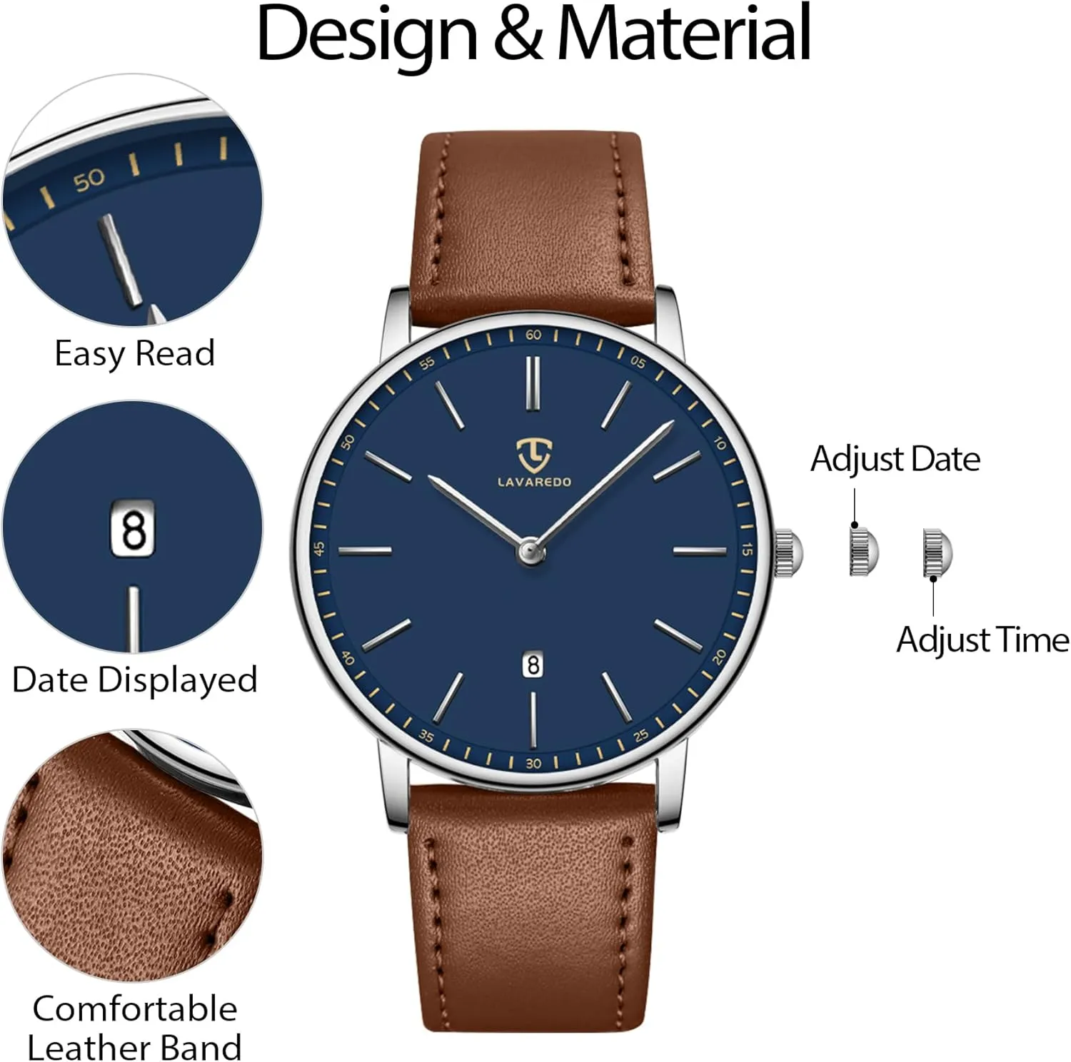 BEN NEVIS Watch, Mens Watch, Minimalist Fashion Simple Wrist Watch Analog Date with Leather Strap