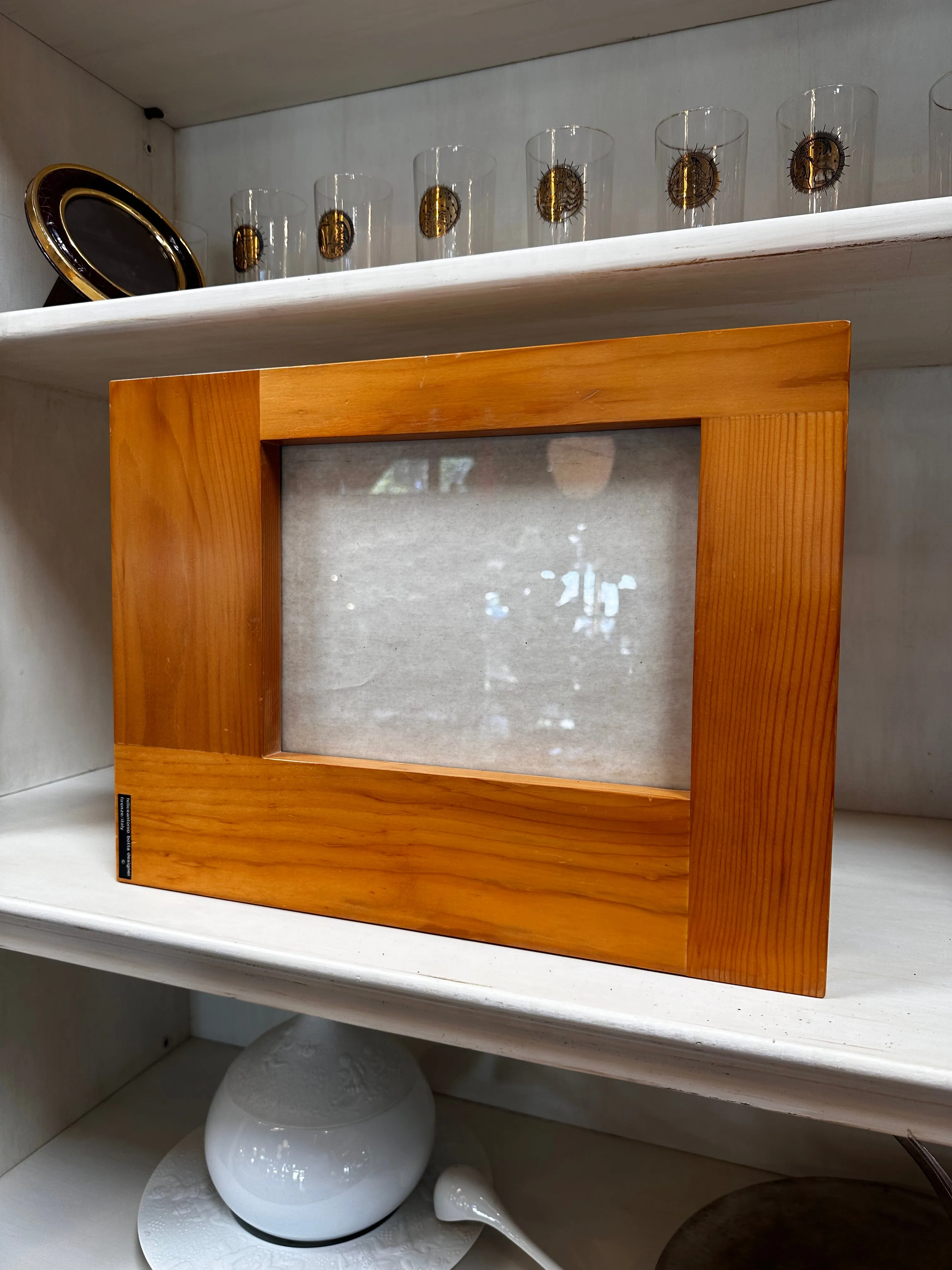 Big Picture Frame in Pine Wood & Steel by Felice Antonio Botta, Italy, 1970s
