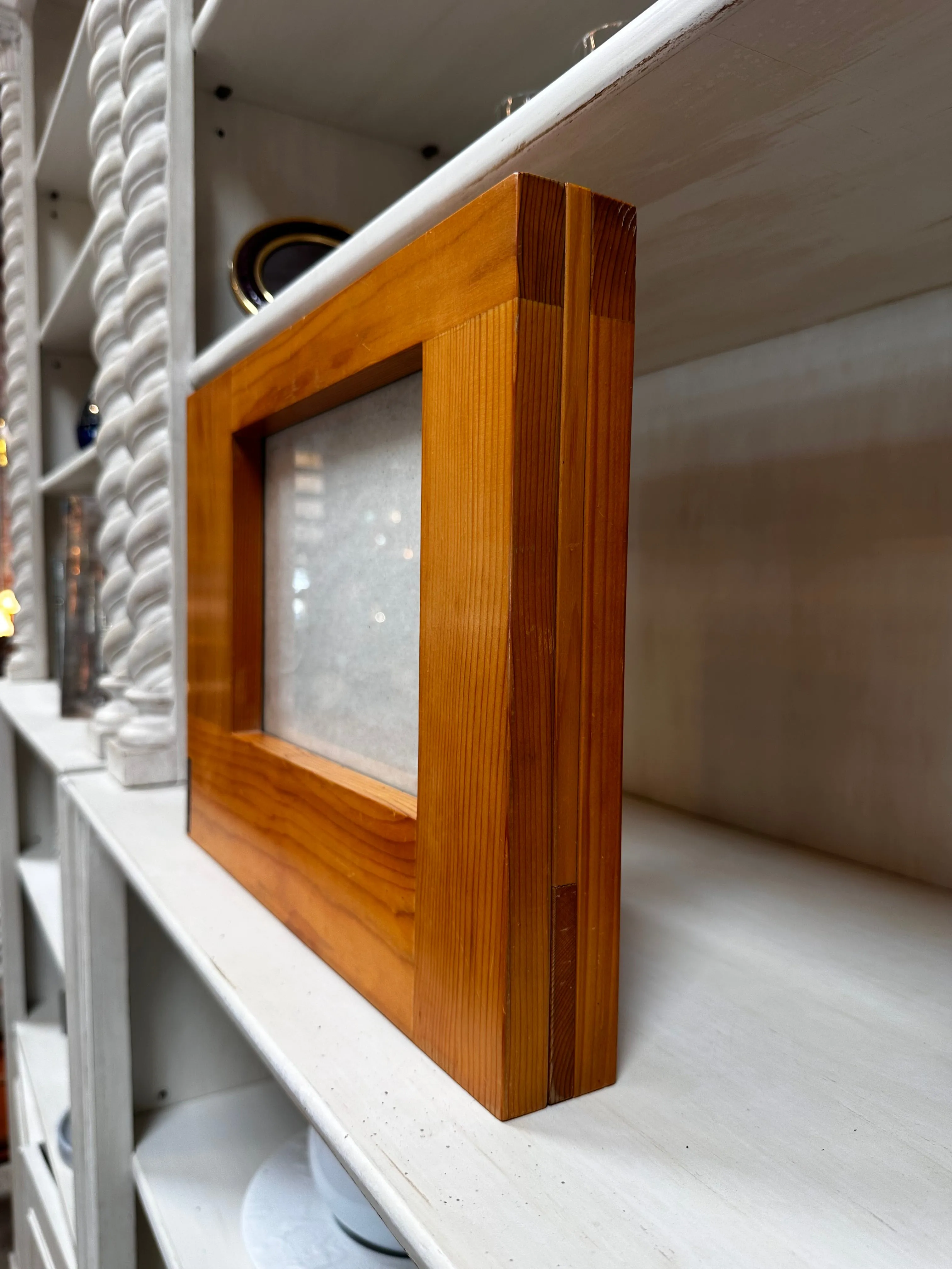 Big Picture Frame in Pine Wood & Steel by Felice Antonio Botta, Italy, 1970s