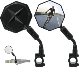 Bike Mirror, 2 pcs Bike Mirror Handlebar Mount,Aluminum Alloy,HD 360 Adjusted Bike Rear View Mirror, Anti-impact/explosion/glare, Fits for Mountain Bikes,E-bike, Bicycle,Scooter,Motorcycle