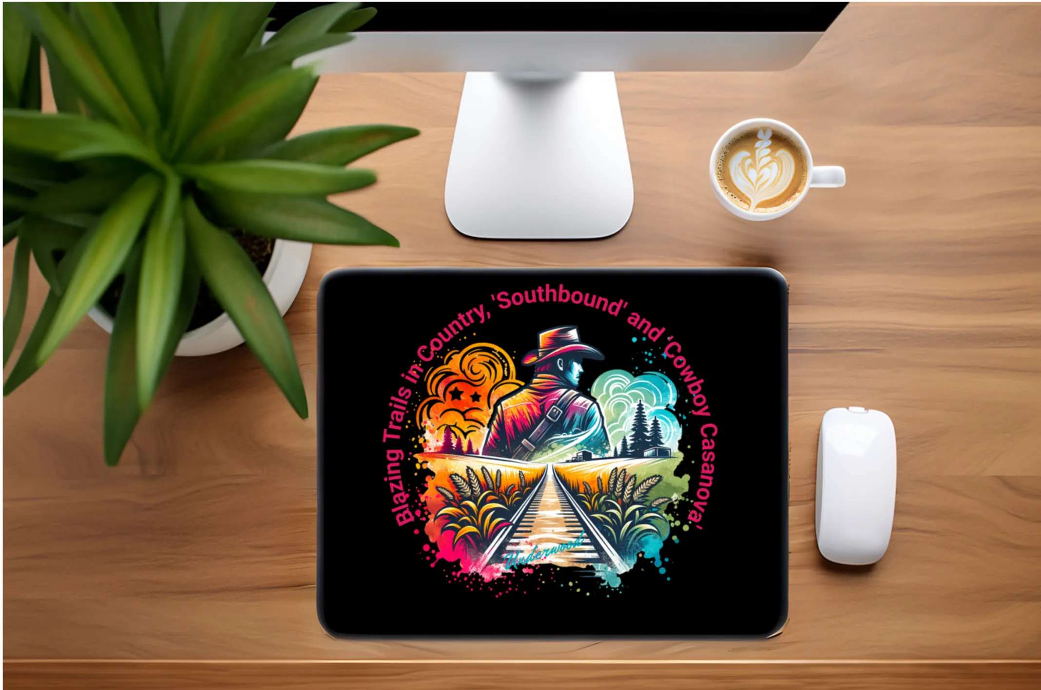 Blazing Trails in Country mouse pad, Western mouse pad, Country music mouse pad