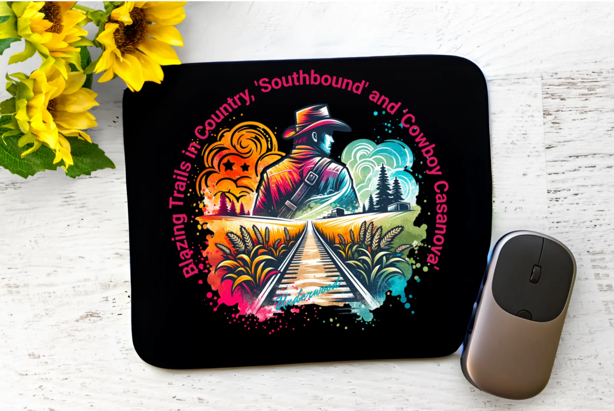 Blazing Trails in Country mouse pad, Western mouse pad, Country music mouse pad