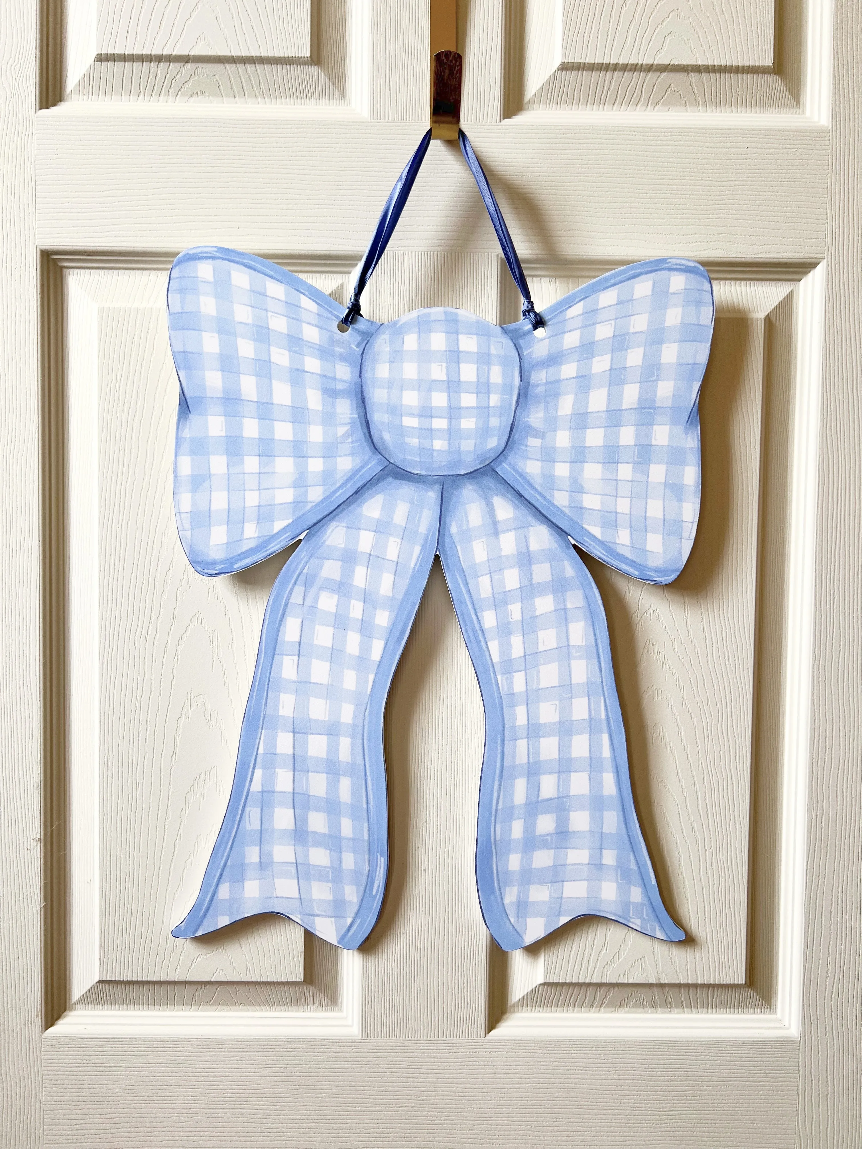 Blue Gingham Bow Door Hanger