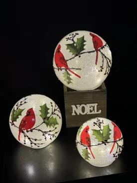Cardinals On Mistletoe Light globe (set of 3)