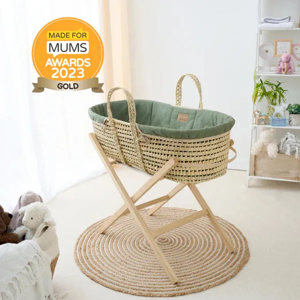 Clair-de-lune Organic Palm Moses Basket Forest Green
