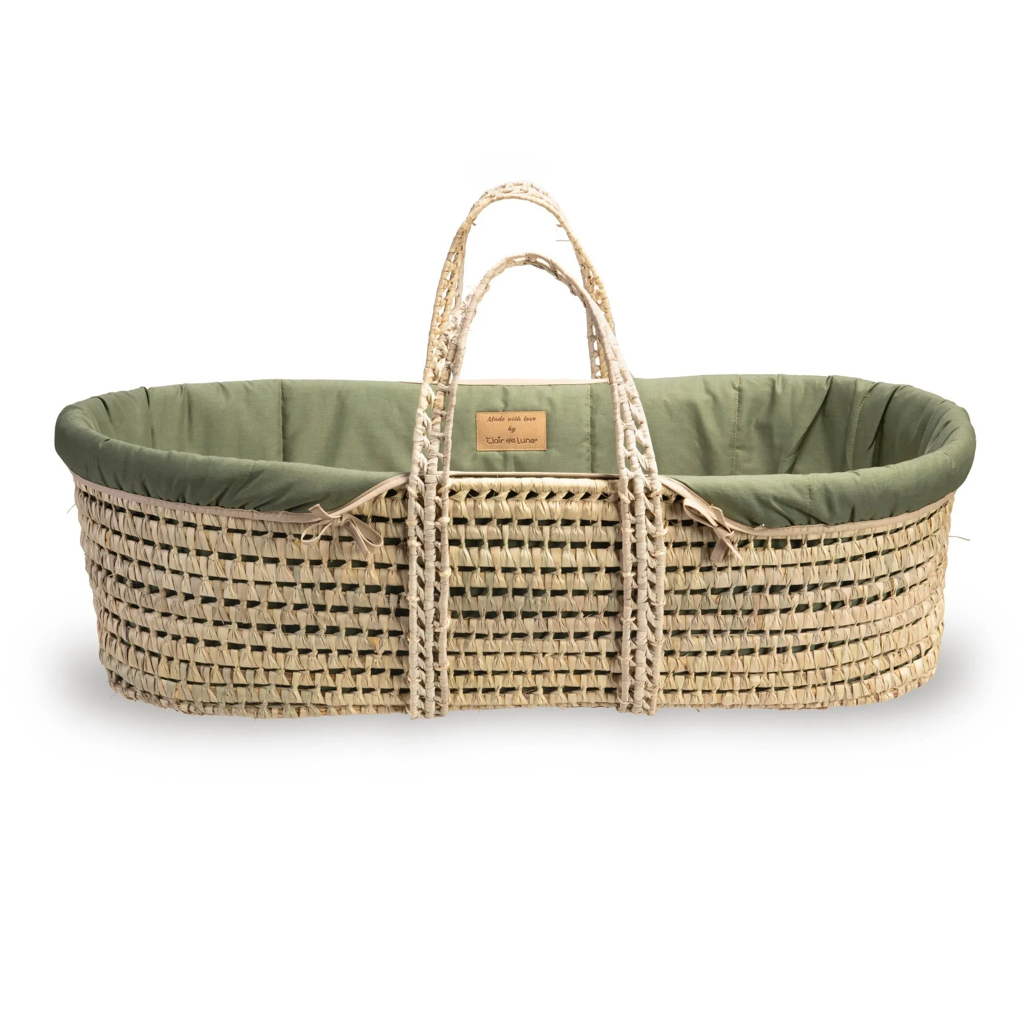 Clair-de-lune Organic Palm Moses Basket Forest Green