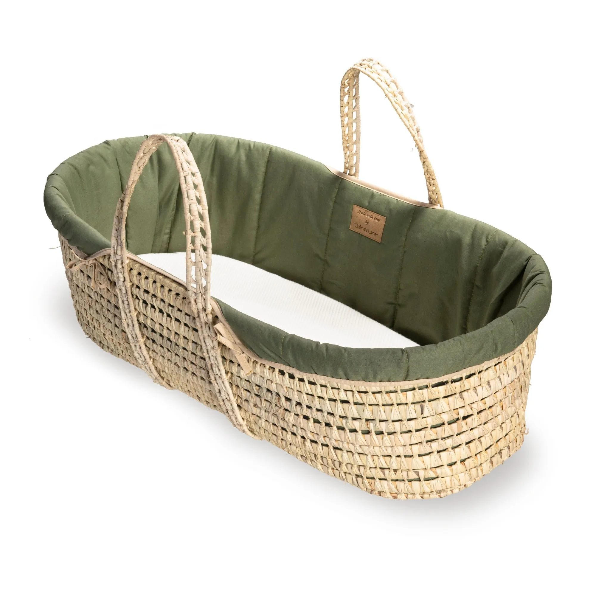 Clair-de-lune Organic Palm Moses Basket Forest Green