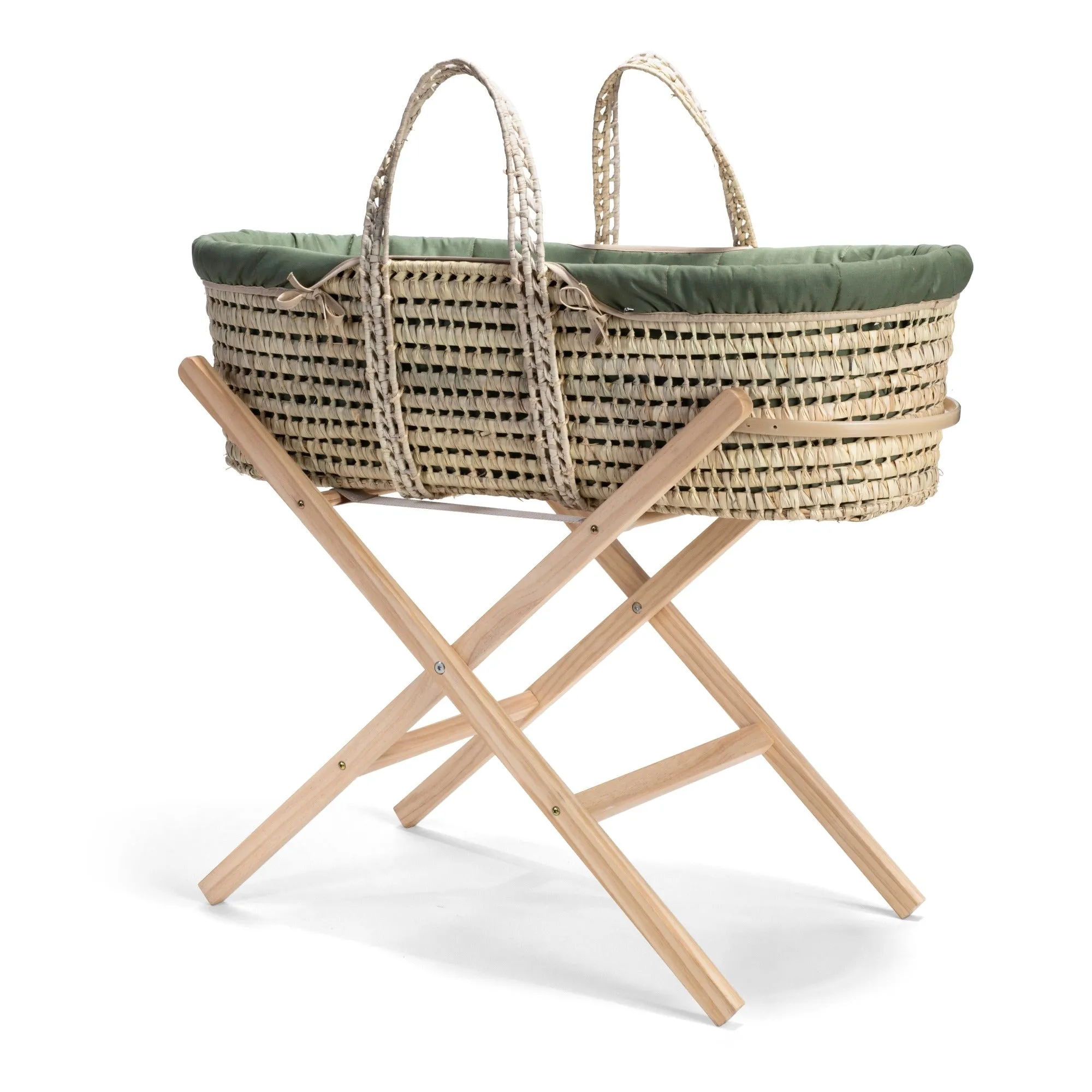 Clair-de-lune Organic Palm Moses Basket Forest Green