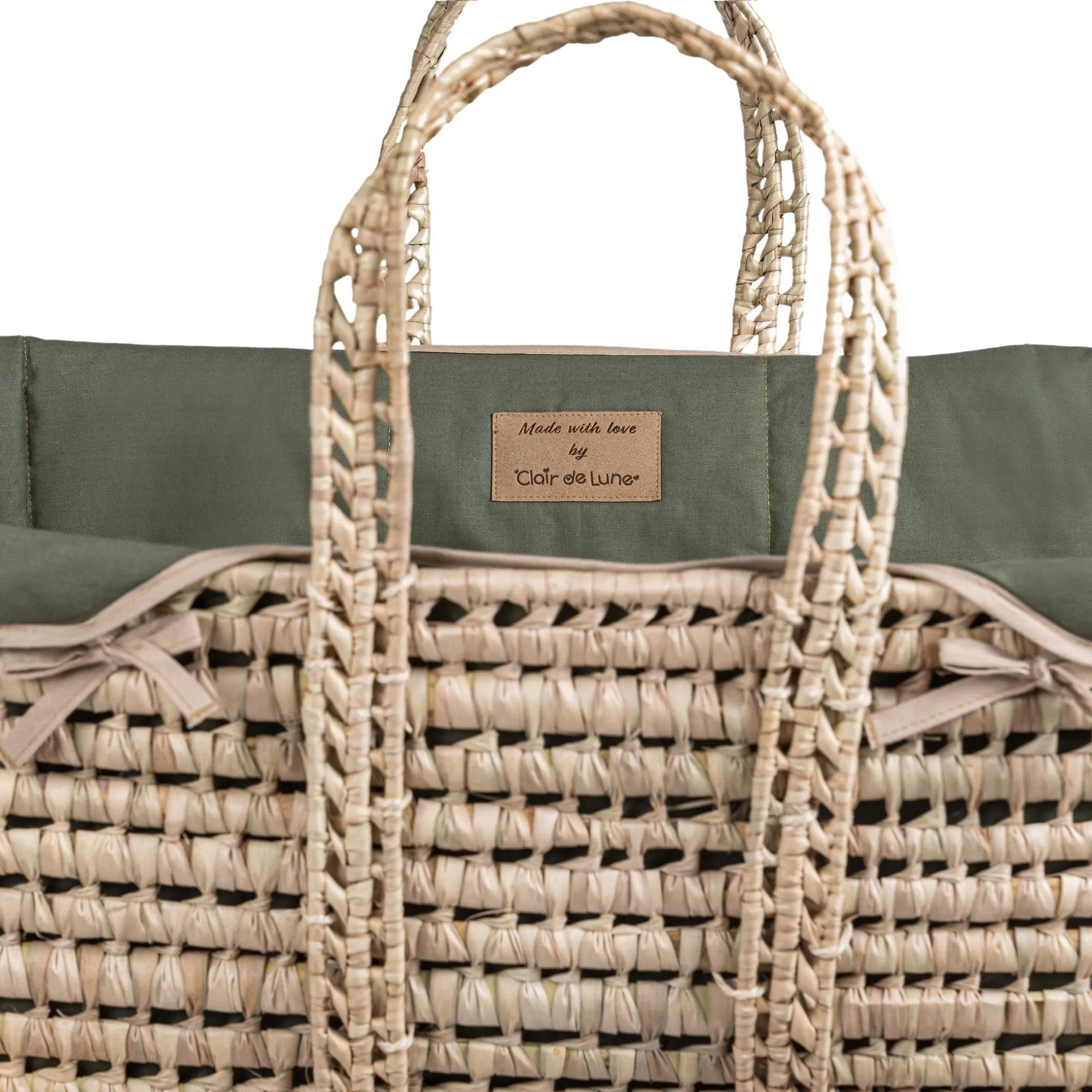 Clair-de-lune Organic Palm Moses Basket Forest Green