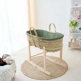 Clair-de-lune Organic Palm Moses Basket Forest Green
