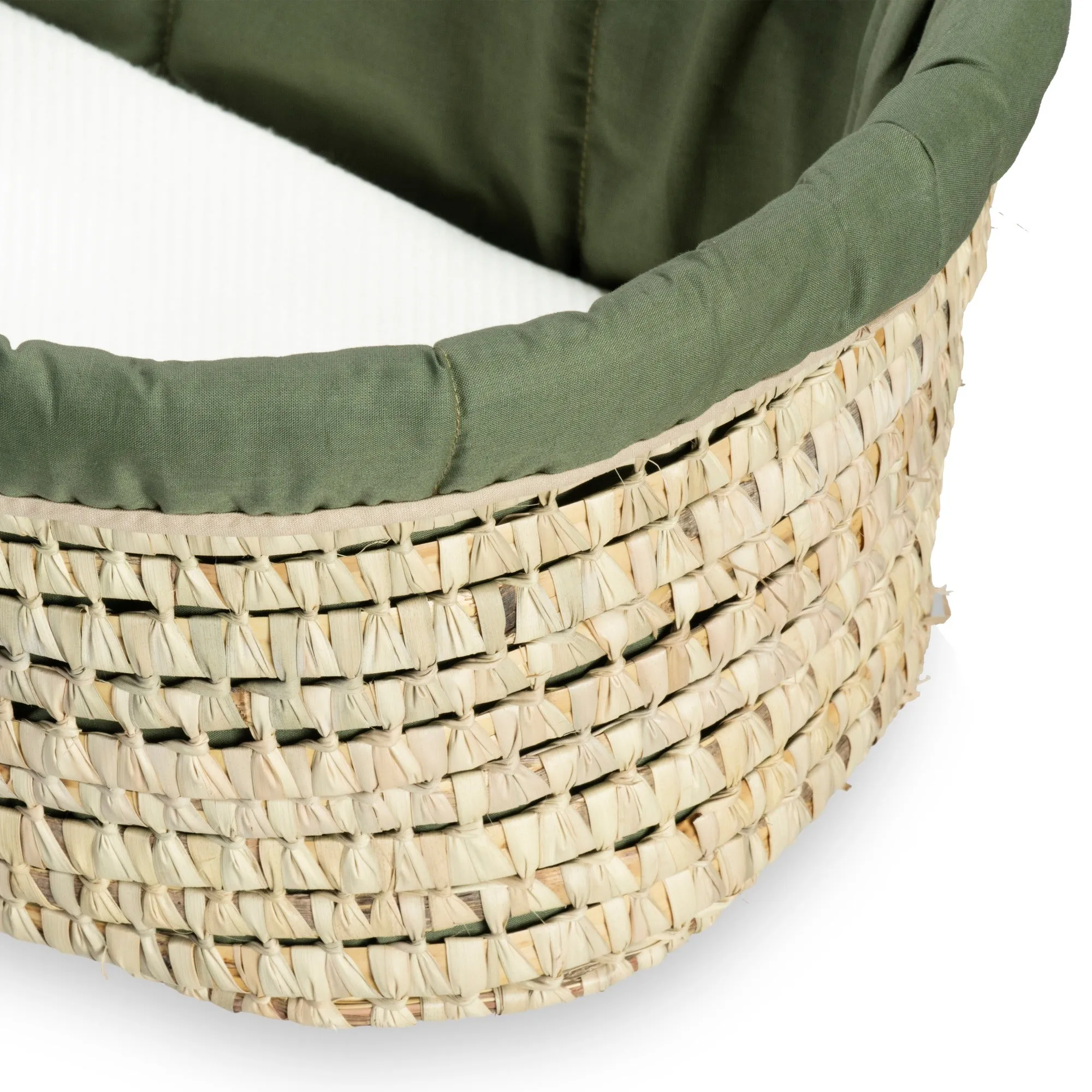 Clair-de-lune Organic Palm Moses Basket Forest Green