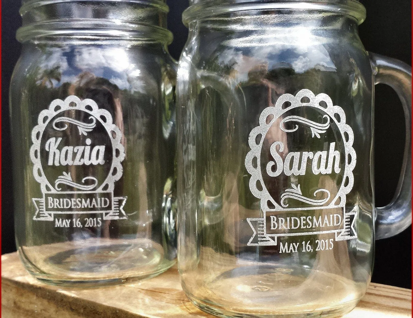 Cute Wedding Party Personalized Mugs Mason Jars with Handle Engraved Groomsmen Favor Bridesmaid Gift Idea Drinking Glasses Bulk  Discount