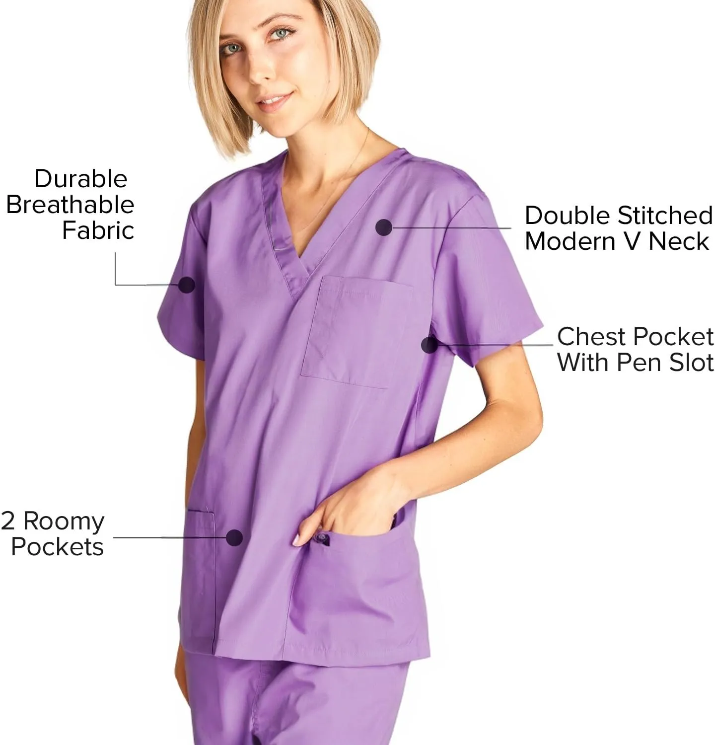 Dagacci Scrubs Medical Uniform Women and Man Scrubs Set Medical Scrubs Top and Pants