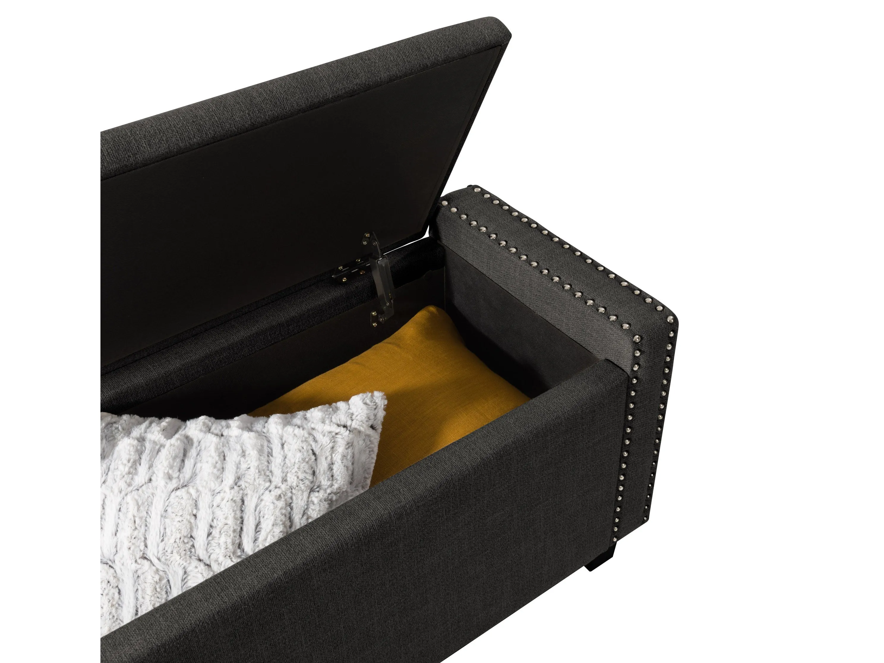 Dark Grey Storage Ottoman