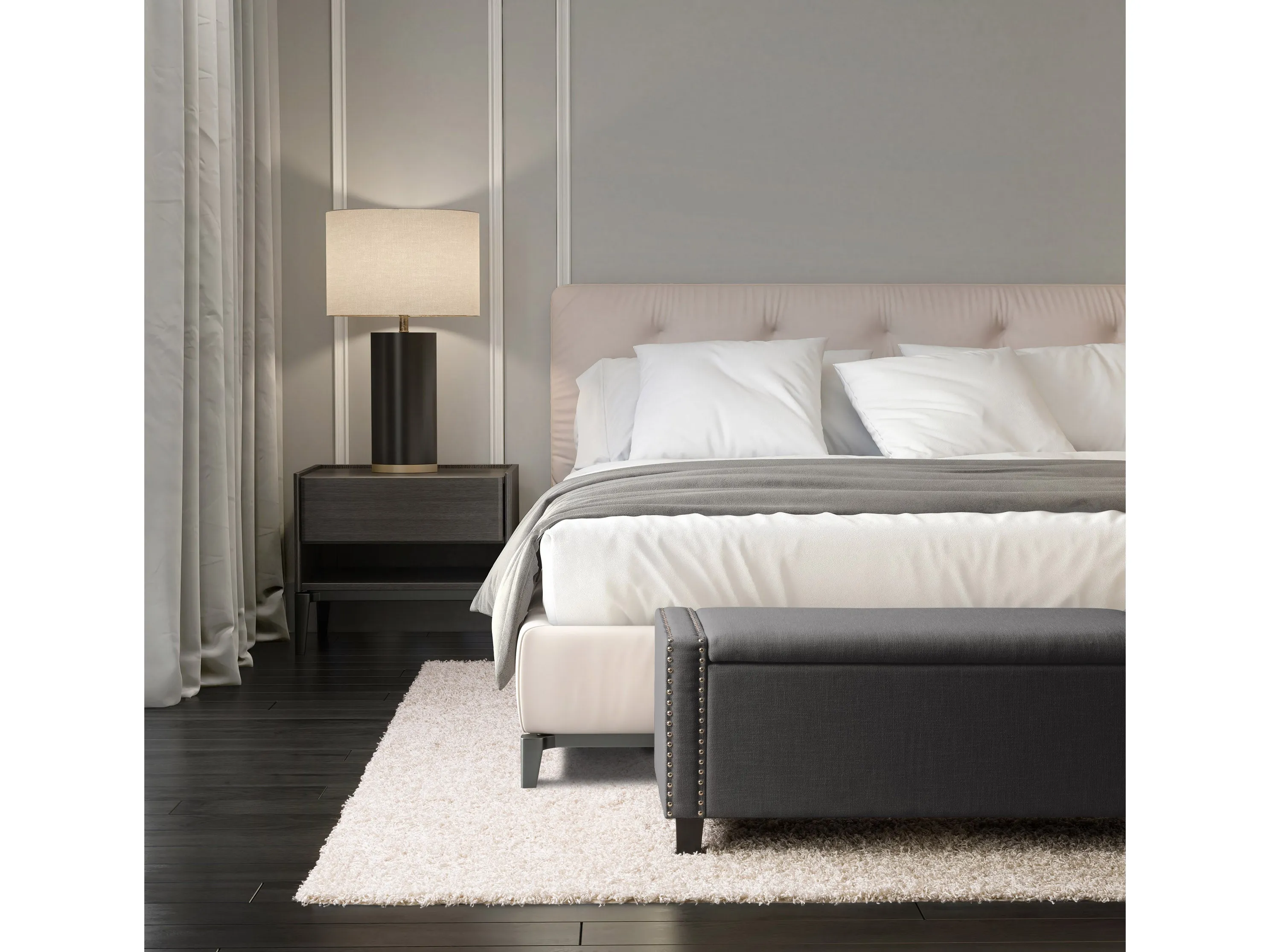Dark Grey Storage Ottoman