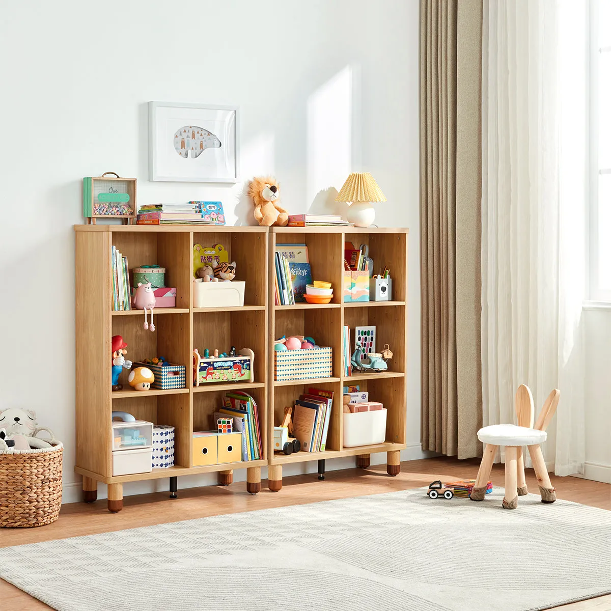 Dear Bear Kids Oak Storage Bookshelf