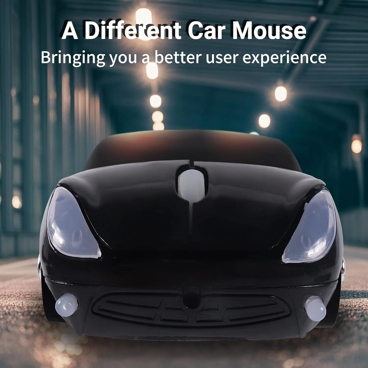 elec Space Wireless Mouse - Cool 3D Sports Car Shape Ergonomic Optical Mini Mouse for Kids, Laptop PC with Case (Black)