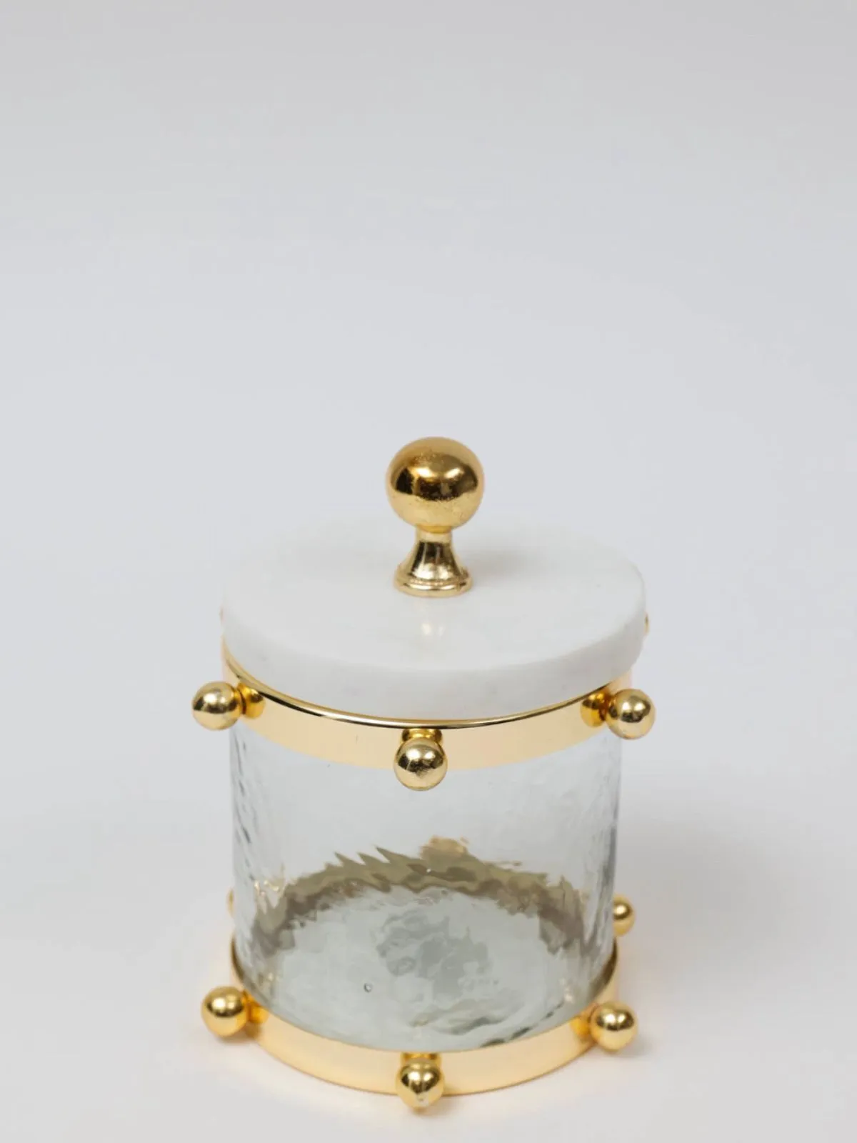Glass Canister with Gold Ball Design and Marble Lid (3 Sizes)