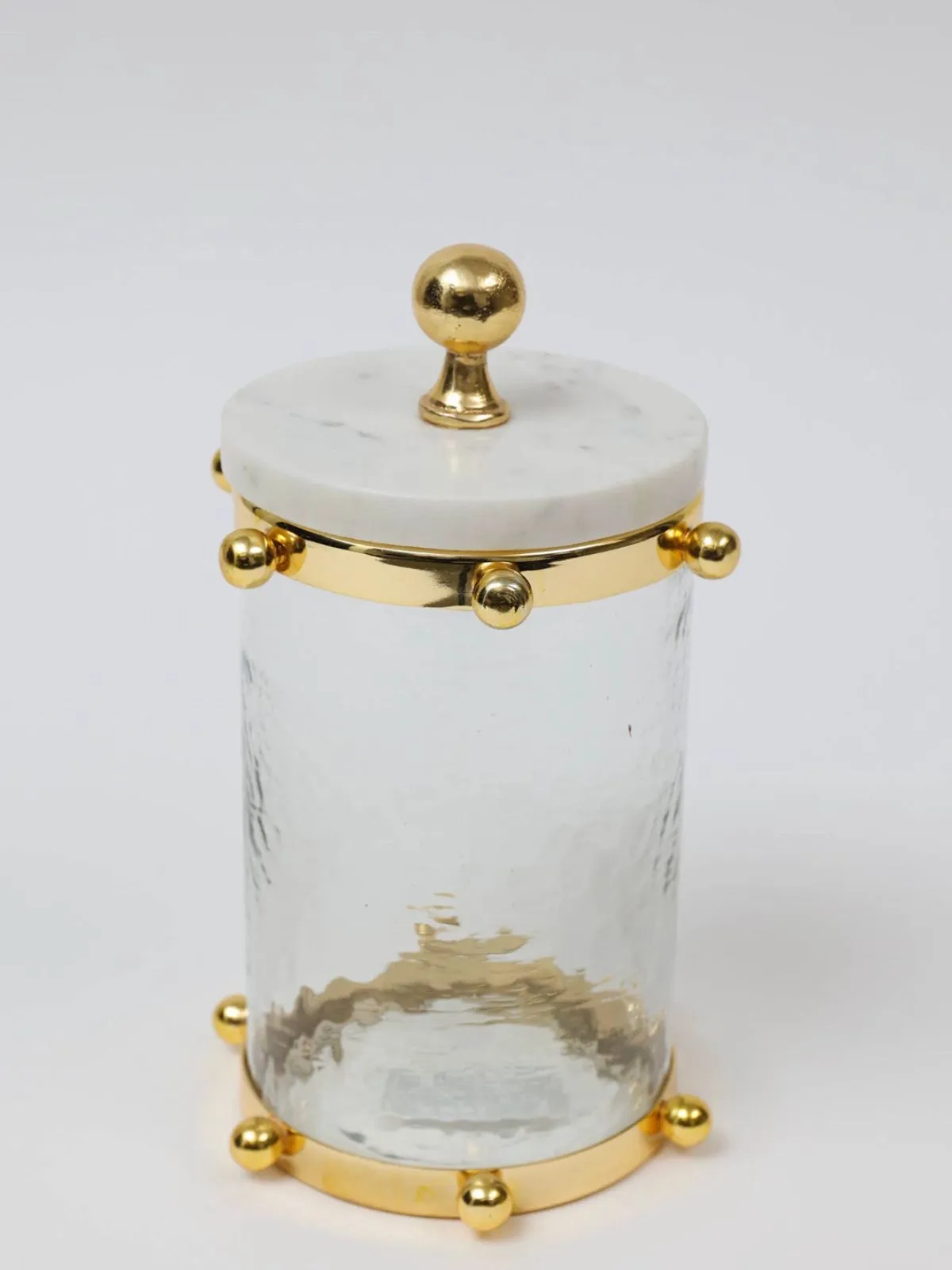 Glass Canister with Gold Ball Design and Marble Lid (3 Sizes)
