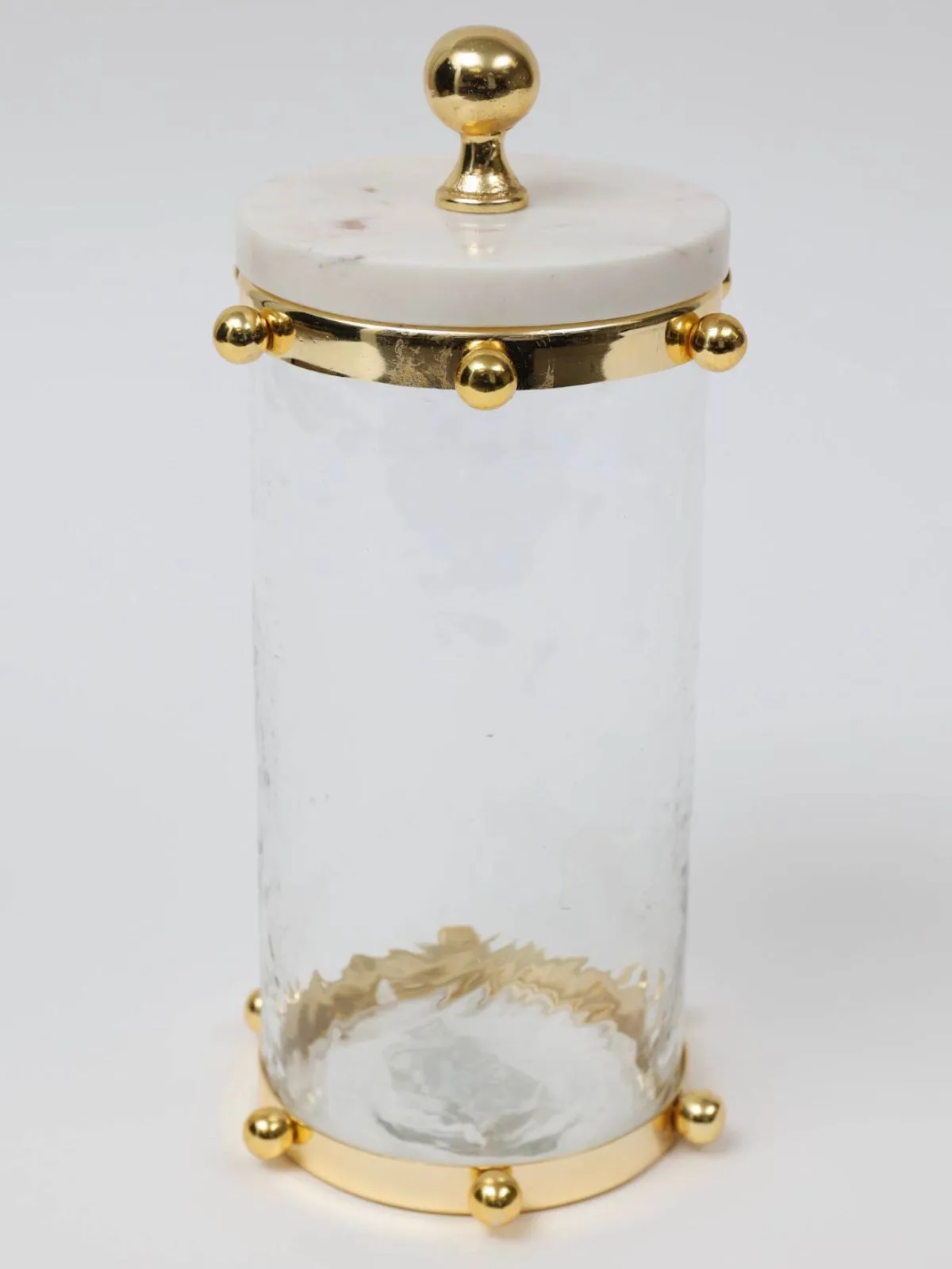 Glass Canister with Gold Ball Design and Marble Lid (3 Sizes)