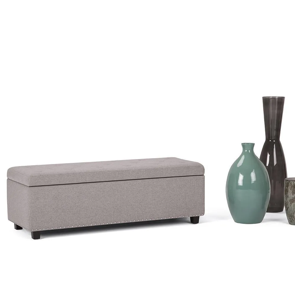 Hamilton Storage Ottoman in Linen