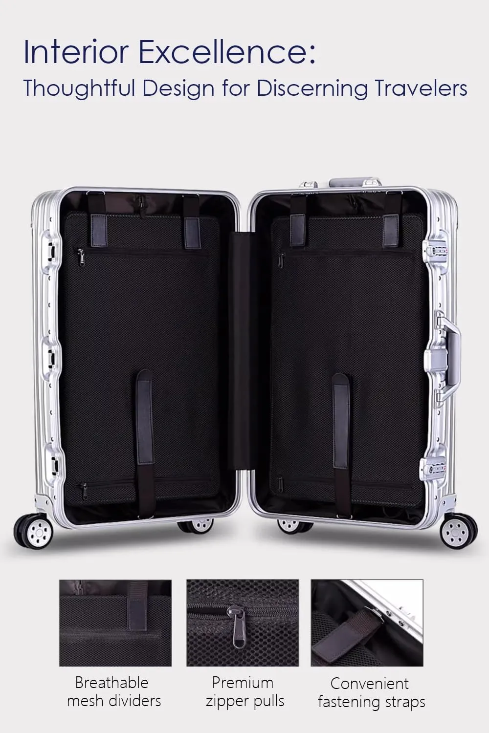 HotWay 20 Inch All Aluminum Carry On Luggage with Wheels, Hard Shell Zipperless Suitcase with TSA Locks, Gold Travel Luggage (22x14x9 Airline Approved)