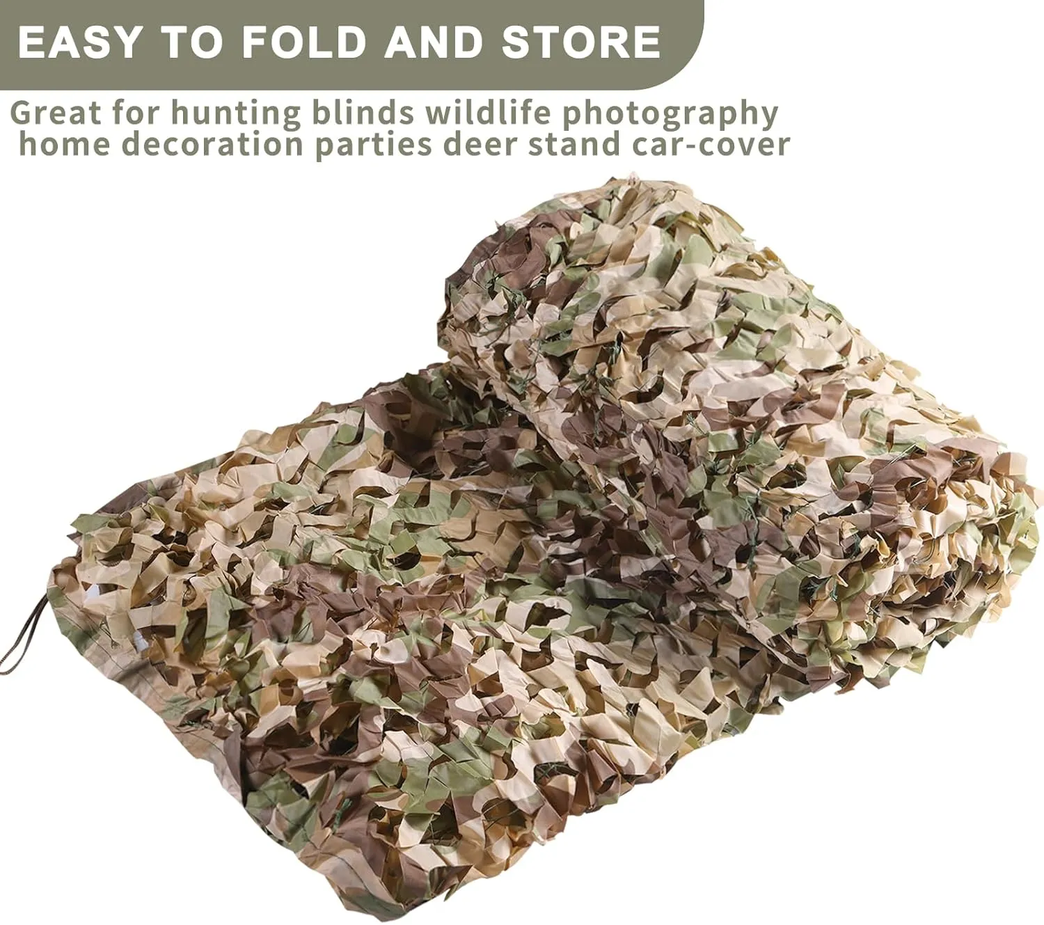 iunio Camo Netting Camouflage Netting, 10ft10ft, 10x20ft, 20ft20ft, Mesh Backing Oxford Fabric Camo Net Military Surplus, Hunting Blind for Deer Stand, Party Decorations, Photograph and Car Cover