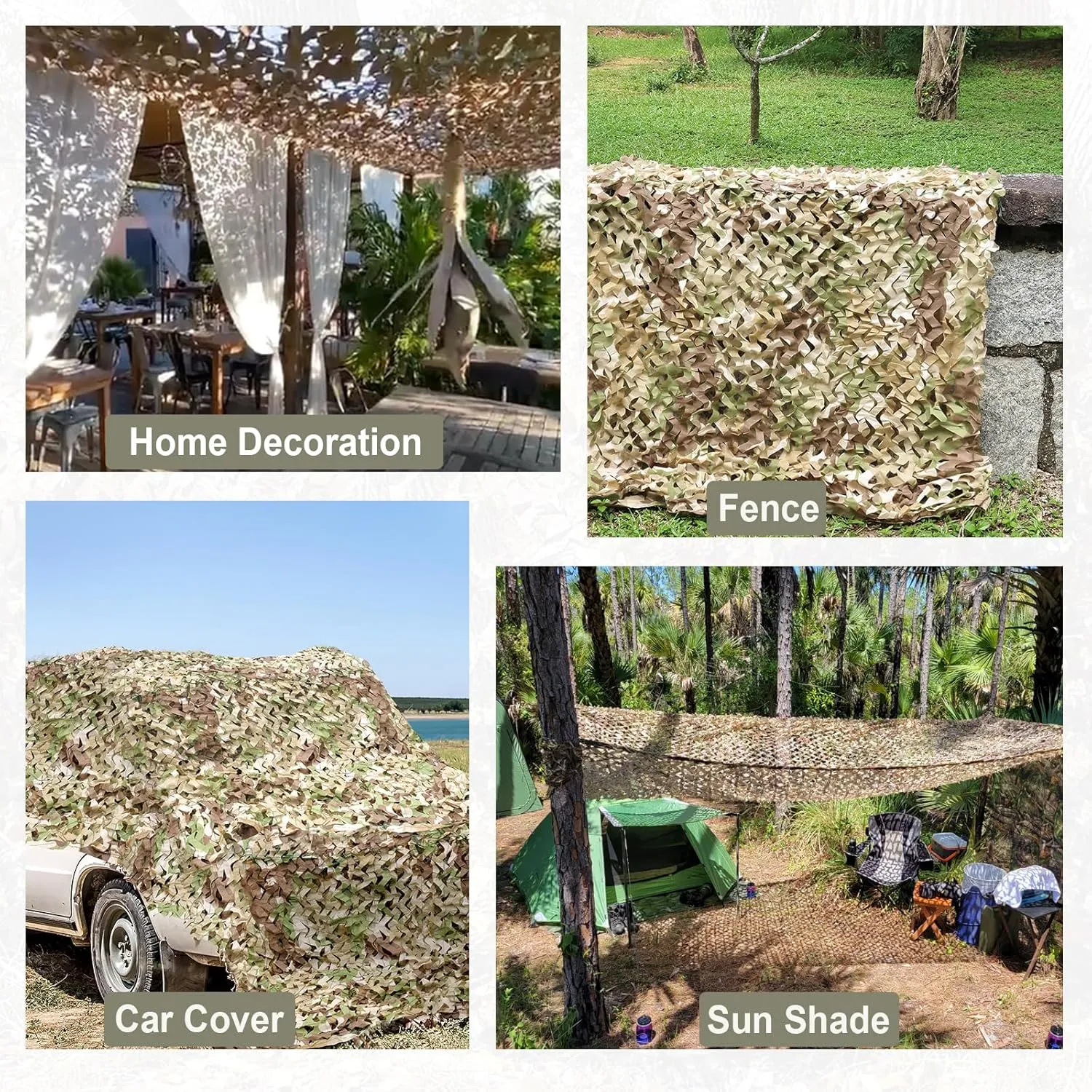 iunio Camo Netting Camouflage Netting, 10ft10ft, 10x20ft, 20ft20ft, Mesh Backing Oxford Fabric Camo Net Military Surplus, Hunting Blind for Deer Stand, Party Decorations, Photograph and Car Cover